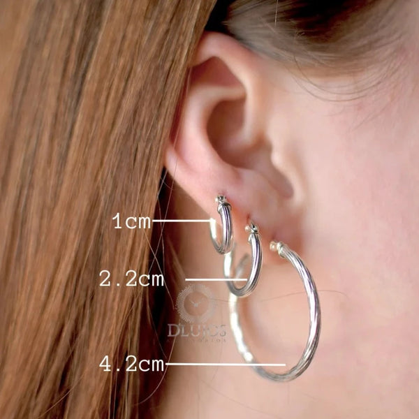 Candonagas en plata con medidas 1cm 2.2cm y 4.2cm