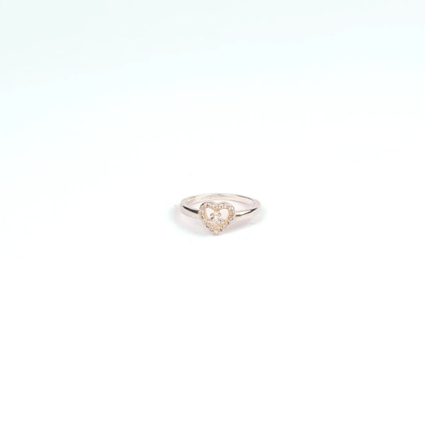 Anillo Plata 925 Corazón Punto Blanco