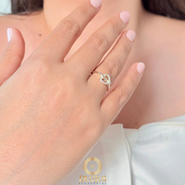 Anillo Plata 925 Solitario Corazón hard enamorados