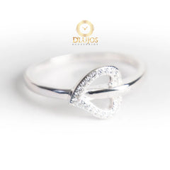 Anillo Plata 925 Solitario Corazón
