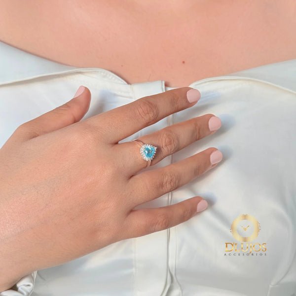 Anillo Plata 925 Solitario Corazón