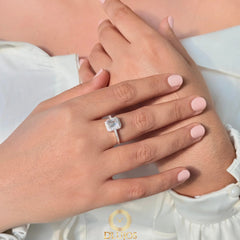 Anillo de Plata 925 Solitario Boda Piedra Blanca