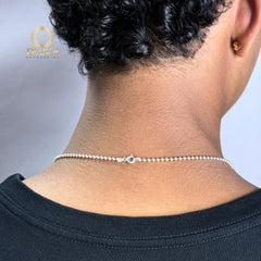 Cadena de plata tejido militar 