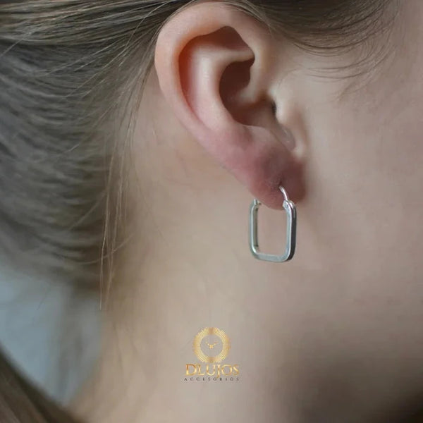 Candongas plata 925 cuadradas Lisas  Pequeñas Aretes Accesorios Jewerly Silver 