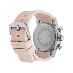 reloj mulco dama pulso silicona beage caja en acero con calendario