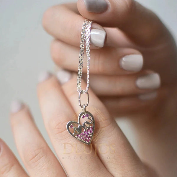 Dije Plata 925 Corazon I Love You Mediano