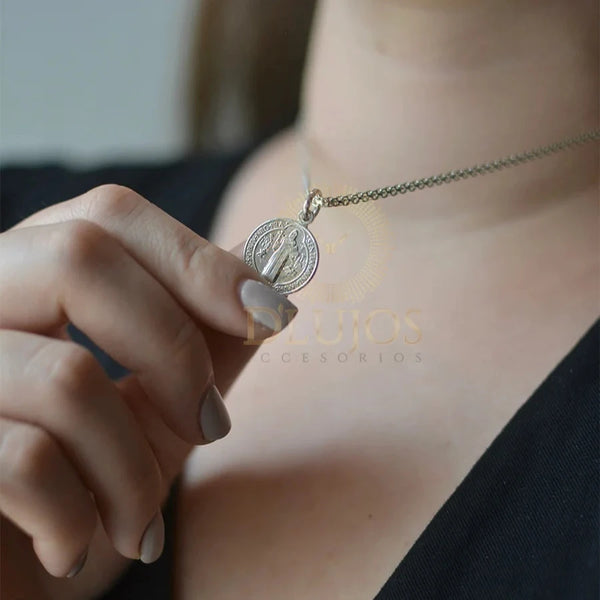 Dije Plata 925 Medalla San Benito Mediano