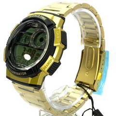 reloj digital pulso acero dorado