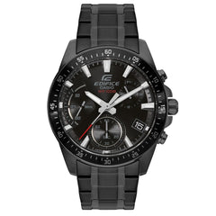 Referencia: Efv-540dc-1aColección: Edifice Genero: Hombre Composición: Análogo, cronografo, cronometro, calendario Materiales: acero inoxidable Color: negro Impermeabilidad: 10 ATM Movimiento: cuarzo Cristal: Mineral Producto con garantía de 1 año en funcionamiento. Recomendaciones Reloj con resistencia al agua para 100 metros de presión atmosférica, es sumergible. No manipular los botones cuando esta en contacto con el agua