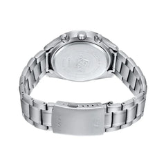 Referencia: EFV-590D-1AVUDFColección: Edifice Genero: Hombre Composición: Análogo, calendario, cronógrafo, cronometro. Materiales: acero inoxidable Color: plateado Impermeabilidad: 10 ATM Movimiento: Cuarzo Cristal: Mineral Producto con garantía de 1 año en funcionamiento .Recomendaciones Reloj con resistencia al agua para 100 metros de presión atmosférica, es sumergible. No manipular los botones cuando esta en contacto con el agua