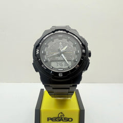 Reloj Pegaso Doble Hora Hombre P8107ABK-M0101 Negro Pulso Acero