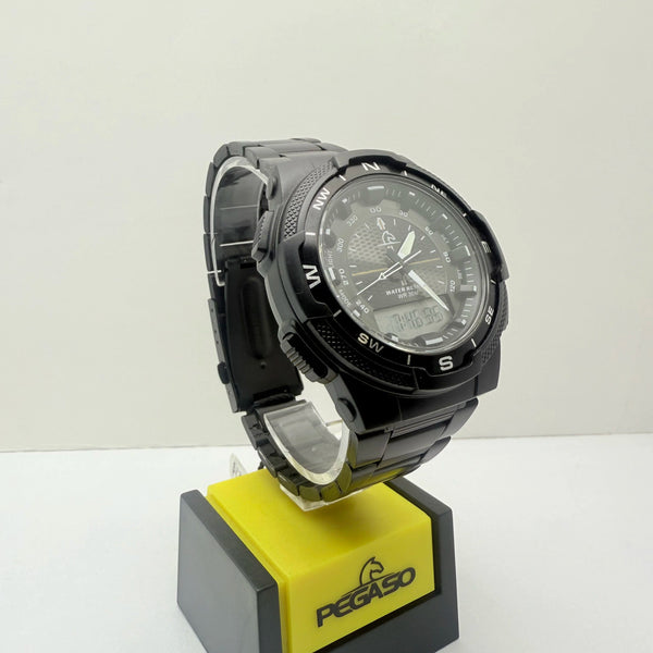 Reloj Pegaso Doble Hora Hombre P8107ABK-M0101 Negro Pulso Acero