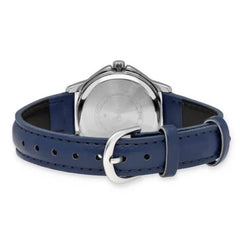 reloj pulso en cuero azul caja en alloy con calendario