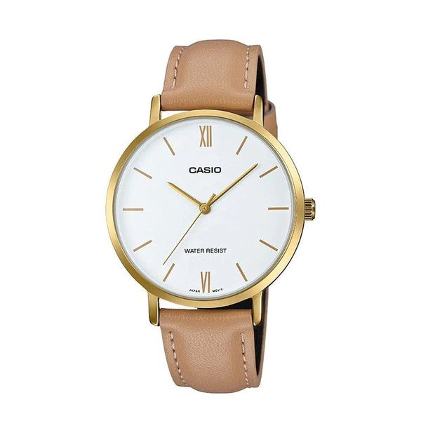 reloj casio dama pulso cuero color miel