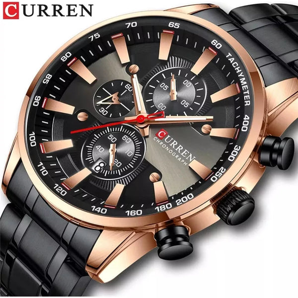 Reloj Curren M-8351-1 Pulso Acero Pavonado Negro Dorado