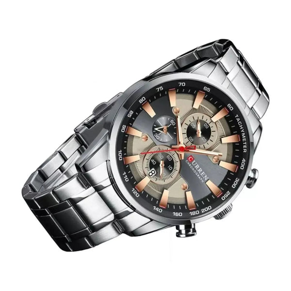 Reloj Curren M-8351-2 Pulso Acero Plateado Fondo Negro