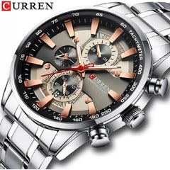 Reloj Curren M-8351-2 Pulso Acero Plateado Fondo Negro