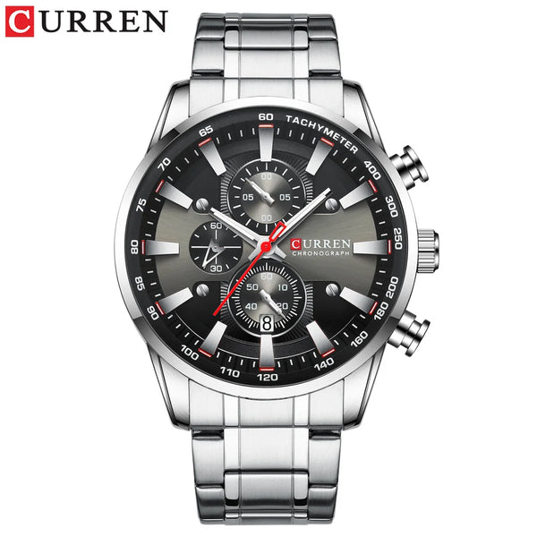 Reloj Curren M-8351-4 Pulso Acero Plateado Fondo Negro