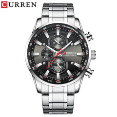 Reloj Curren M-8351-4 Pulso Acero Plateado Fondo Negro