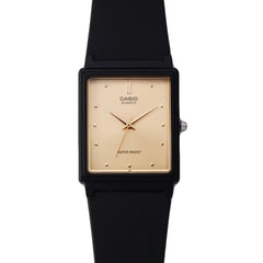 reloj casio unisex en resina negro fondo dorado resistente al agua 