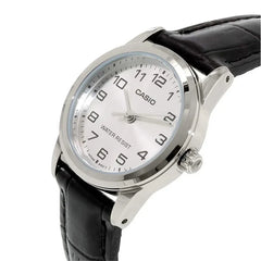 Reloj Casio Caballero mtp-v001l-7budf Pulso Cuero Negro Caja Plateada