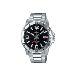 reloj casio pulso en acero fondo negro