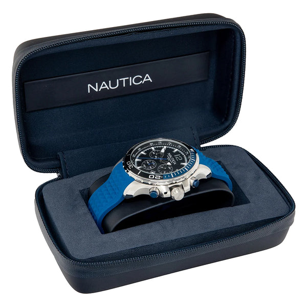 reloj nautica deportivo resistente al agua en pulso de silicona , caja en acero