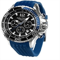 reloj nautica deportivo resistente al agua en pulso de silicona , caja en acero