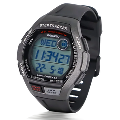 Pegaso Referencia: P1916-010107 Genero: hombre Composición: digital, luz, alarma, temporizador, formato militar Materiales: Caja y pulso en resina Color: negro Impermeabilidad: 10atmCristal: mineral Producto con garantía de 1 año en funcionamiento. El producto es entregado en caja y bolsa de la marca Recomendaciones Reloj con resistencia al agua para 100 metros de presión atmosférica, es sumergible. No manipular los botones cuando esta en contacto con el agua