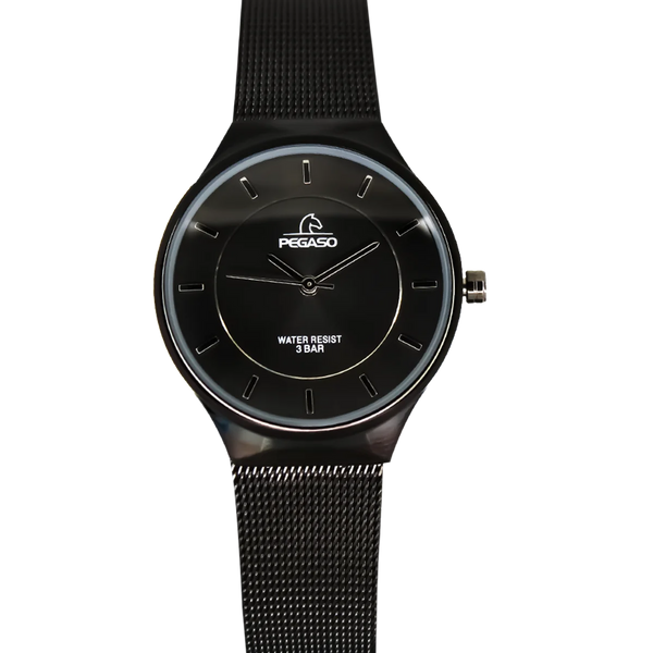 Reloj Pegaso Dama P6483BK-010101A Pulso Malla Negro Fondo Negro