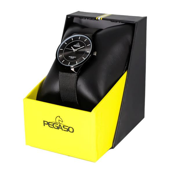 Reloj Pegaso Dama P6483BK-010101A Pulso Malla Negro Fondo Negro