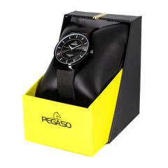 Reloj Pegaso Dama P6483BK-010101A Pulso Malla Negro Fondo Negro
