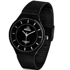 Reloj Pegaso Dama P6483BK-010101A Pulso Malla Negro Fondo Negro
