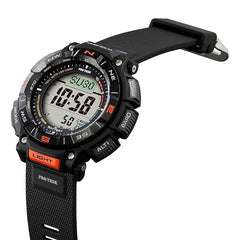 reloj protrek PRG-340-1DR digital, pantalla de salida y puesta del sol, cronometro, temporizador, alarma, calendario, altímetro , brújula , barómetro