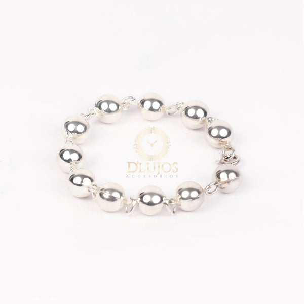 Pulsera de plata Bolas  18.5cm 10mm