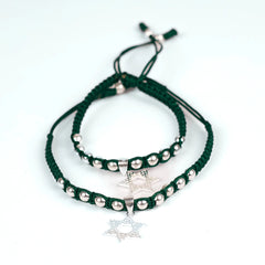Pulsera Tejida de plata con bolas 4mm y estrella de David