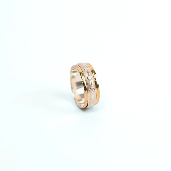 anillo argolla plata y oro 14k unisex
