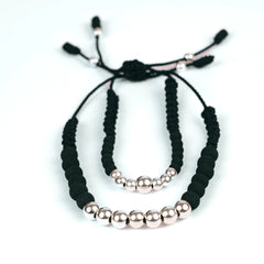 Pulseras plata bolas 7mm y 4mm tejida hilo