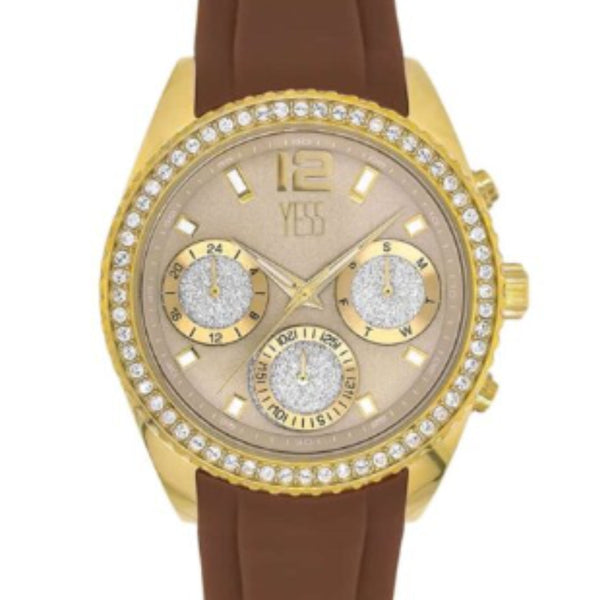 Reloj Yess Dama SMT-240617-02 Silicona Pulso Cafe