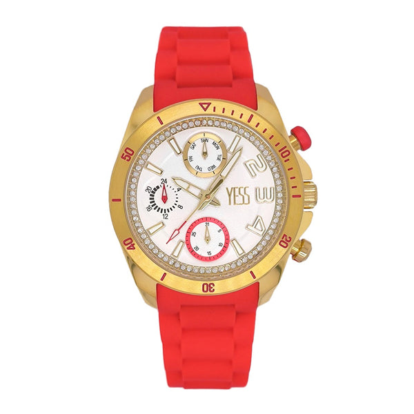 Reloj Yess Dama SMT-240619-01 Silicona Pulso rojo
