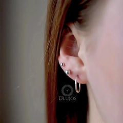 Set Plata 925  de Aretes  , Candongas clasicas y Topos Lisos de broche mariposa  bola lisa de 4mm y de 3mm 