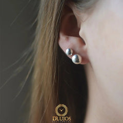 Set topos Plata 925 Media Bola Lisos 8mm 5mm