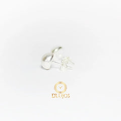 Set topos Plata 925 Media Bola Lisos 8mm 