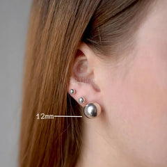 Topos plata  bola lisa 12mm ley 925 