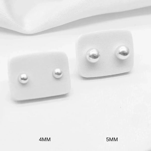 Topos Aretes Plata 925 Bola Lisa 4mm 5mm