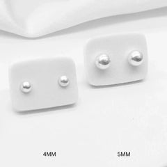 Topos Aretes Plata 925 Bola Lisa 4mm 5mm