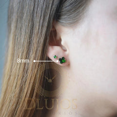 Topos Plata 925 Circón Verde 8mm