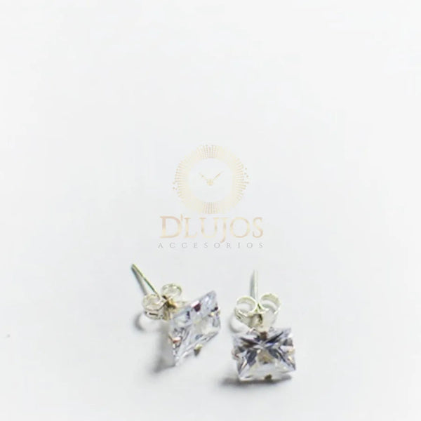 Topos Plata 925 Circon Cuadrado 8mm