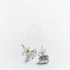 Topos Plata 925 Circon Cuadrado 8mm