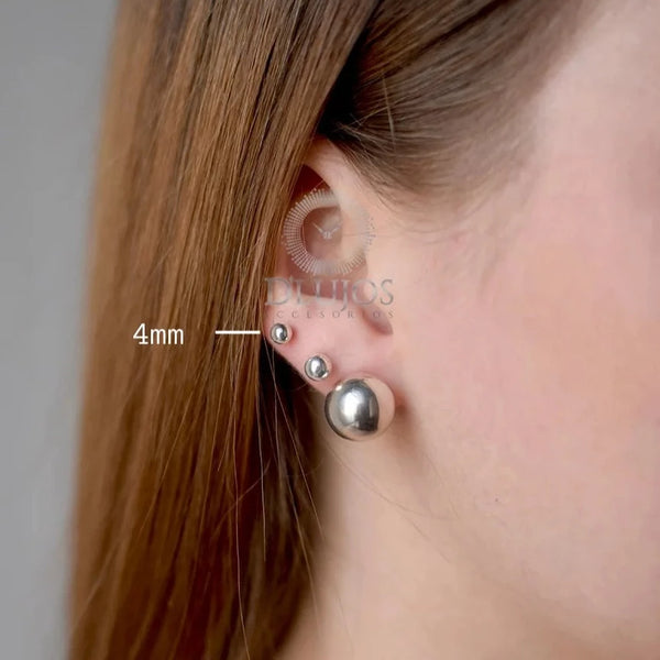 Topos lisos plata 925 bola 4mm